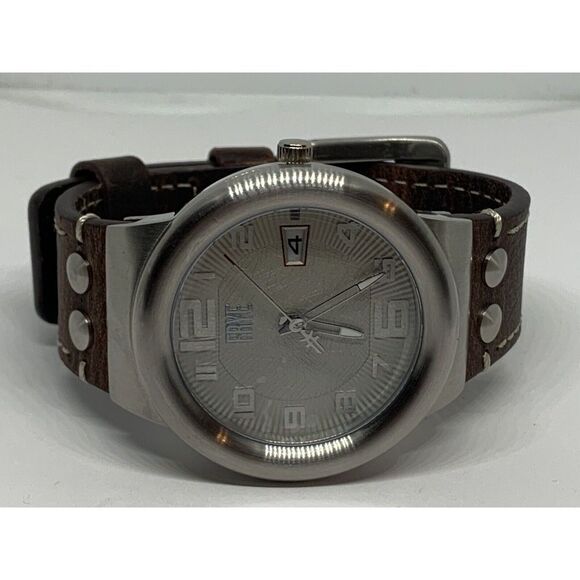 FRYE FR00004-02 Men's Brown Leather Analog Cream Dial Quartz Wrist Watch LW8 - Picture 6 of 12